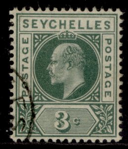 SEYCHELLES EDVII SG47, 3c dull green, FINE USED. 