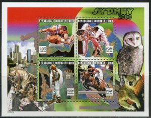 CENTRAL AFRICA 2000 SYDNEY OLYMPIC GAMES SET OF FOUR  SHEETS MINT NH