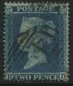 1855 2d Blue Star lettered HD, SG20a fine used (39)