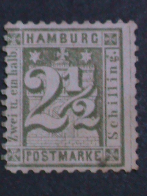 GERMANY-HAMBURG-1867 SC#23 VALUE NUMERAL ON ARMS MLH -156 YEARS OLD RARE VF