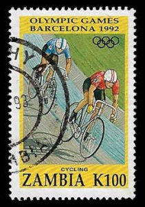 Zambia #585 Used; 100k Cycling - Barcelona Summer Olympics (1992)