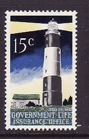 New Zealand-Sc#OY49- id2-unused hinged 15c Dog Island lighthouse-1969-76-
