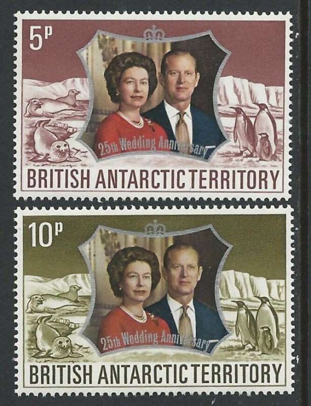 British Antarctic Territory # 43-44  QE II Silver Wedding  (2) Mint NH