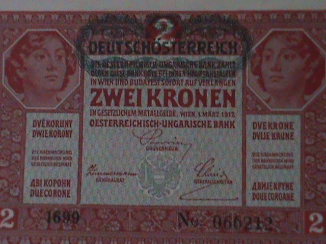 AUSTRIA-HUNGARY BANK OVPT.GERMAN OCCUPATION UN-CIR-$2 KORONAS-VF WORLD WAR II