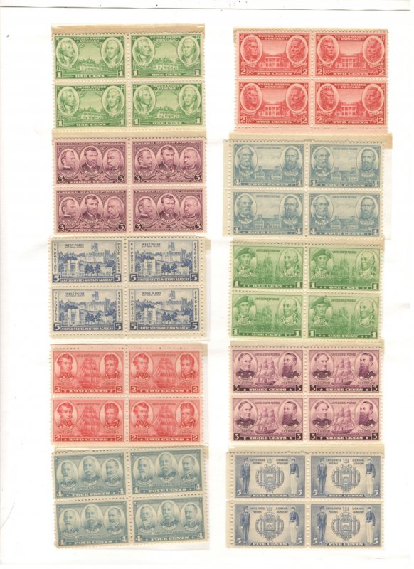 US SCOTT# 785-794 BLOCKS OF 4, MNH, COMPLETE SET