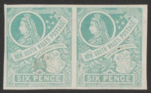 NEW SOUTH WALES 1899 QV Centenary 6d IMPERF pair, chalk-surfaced paper.