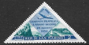 SAN MARINO 1952 2L AIRPLANE Riccione Philatelic Exhibit TRIANGLE Airmail Sc C83