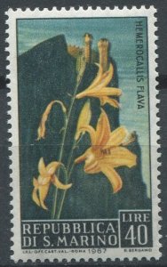 San Marino Sc#658 MNH, 40L multi, Flowers 1967 (1967)