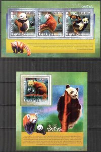 Guinea 2014 Panda (2) Sheet + S/S MNH