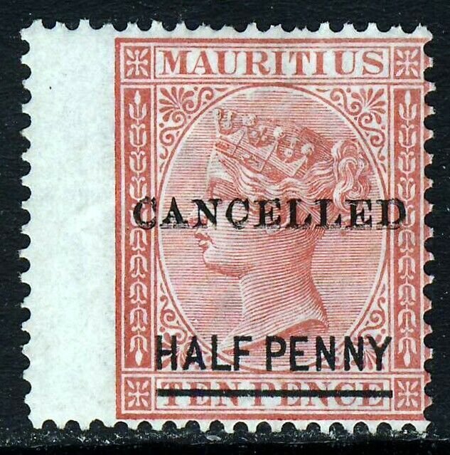 MAURITIUS 1878 CANCELLED Overprint on HALF PENNY Surcharged 10d. SG 79 MINT