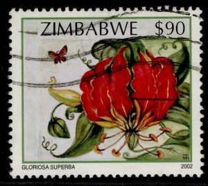 ZIMBABWE QEII SG1098, 2002 $90 Gloriosa superba, FINE USED. 