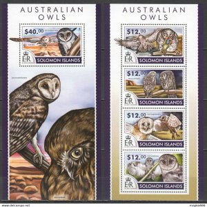 2015 Solomon Islands Australian Owls Fauna Birds #3127-31 1+1 ** Ls437