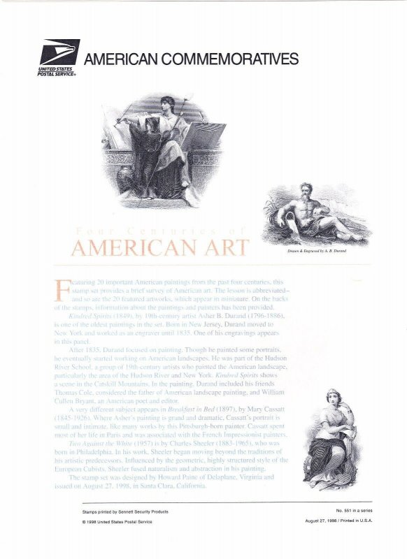 USPS Commemorative Panel 551 #3236 American Art Mint Miniature Sheet 1998