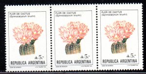 ARGENTINA 1526 MNH STRIP3 SCV $10.50 BIN $6.30 FLOWERS