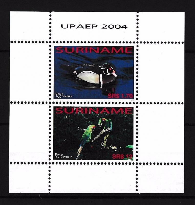 [SU1280] Suriname Surinam 2004 UPAEP Birds Duck Parrot Souvenir Sheet MNH