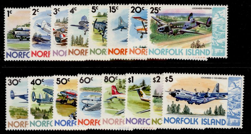 AUSTRALIA - Norfolk Island QEII SG236-251, 1980 Airplanes set, NH MINT.