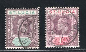 St. Lucia, Scott #50-51   VF, Used, Edward VII, SON cancel ..... 6010030