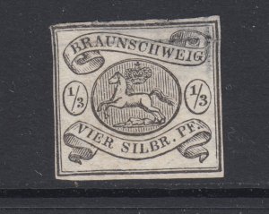 Brunswick Sc 5 MNG. 1856 1/3sgr black Saxon Horse, no gum, large deep thin 