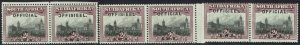 SOUTH WEST AFRICA 1929 OFFICIAL 2D PAIRS NORMAL AND NO STOP VARIETIES