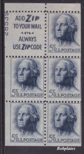 BOBPLATES #1213c Washington Booklet Slogan 3 Upper Left 28539 70% MNH DCV=$60