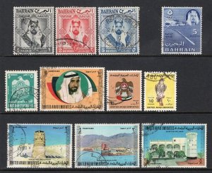 UAE & Bahrain Group of 11 Better Stamps VF Used