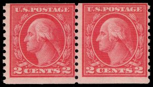 US #455 George Washington Coil Pair - Type III; MNH