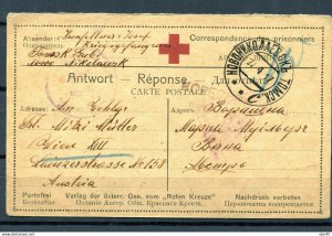 Russia 1917 Prisoner of War PC Censorship Novonikolaevsk to Vienna Red Cross 128