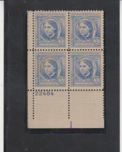 US Stamps Scott # 862 5c 1940 Plate Block of Louisa May Alcott M/NH.salvage Hing