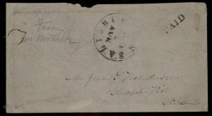 CSA Salisbury NC North Carolina Civil War Confederate Stampless Paid Cover 92869