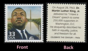 US 3188a Celebrate the Century 1960s Dr Martin Luther King 33c single MNH 1999 