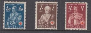 CROATIA, 1941 Red Cross set of 3, lhm.