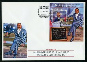 TOGO 2019 90th BIRTH ANNIVERSARY OF MARTIN LUTHER KING Jr SOUVENIR SHEET FDC