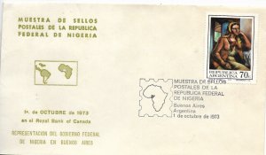 ARGENTINA  1973 COVER WITH SPECIAL CANCEL PHILATELIC EXPO NIGERIAN STAMPS MAP