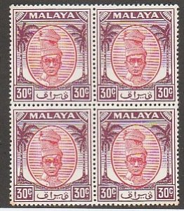 MALAYA-PERAK #124  MINT NEVER HINGED BLOCK OF 4