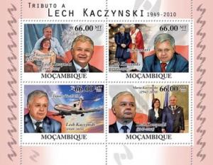 Mozambique - Lech Kaczynski 4 Stamp Mint Sheet