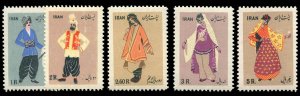 Iran #1015-1019 Cat$125+ (for hinged), 1955 Costumes, set of five, never hing...