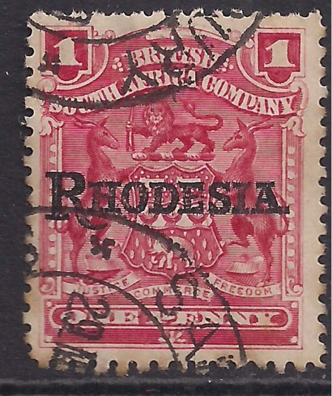 Rhodesia 1909 - 12 KEV11 1d Carmine- Rose used SG 101 ( M1292 )