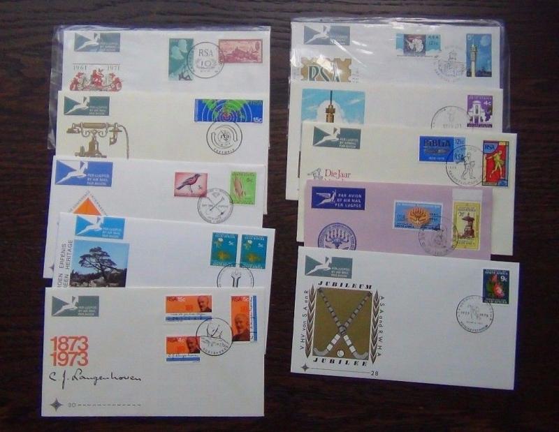 South Africa 1965 1973 FDC x 10 Langenhoven Antarctic Communications Bible etc 