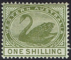 WESTERN AUSTRALIA 1885 SWAN 1/- WMK CROWN CA