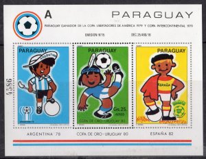 Paraguay 1980 Sc#1981 Soccer Players Argentina'78-Spain 82 S/S MNH