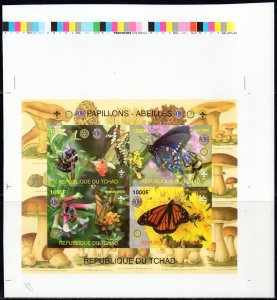 Chad 2008 Butterflies and Bees LIONS/ROTARY/Mushrooms FINAL PROOF IMPERFORATED !