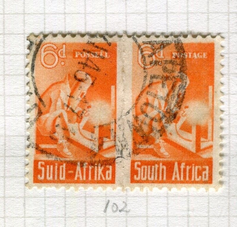 SOUTH AFRICA; 1942 early Small War Effort issue fine used 6d. Pair 