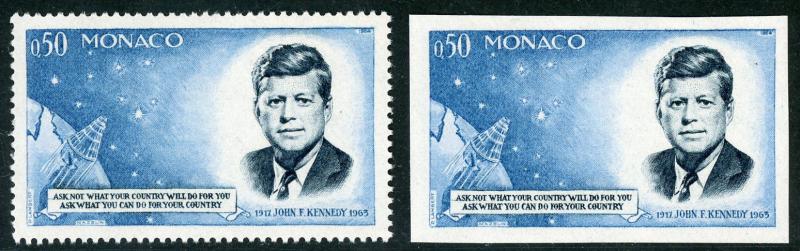 Monaco ~  #486  ~ Kennedy ~ Mint Never Hinged ~ Perf & Imperf ~ S3694