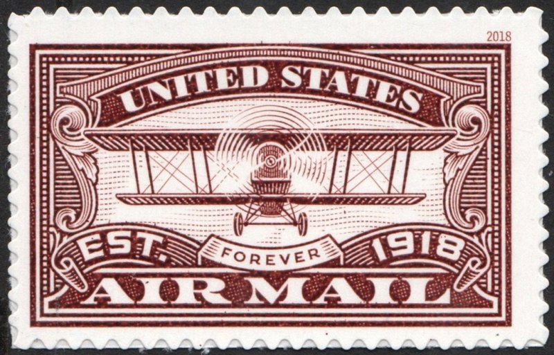 SC#5282 (50¢) United States Airmail (Red) Single (2018) SA