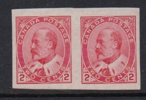 Canada Sc 90a 1903 2 c carmine Edward VII stamp imperf pair unused