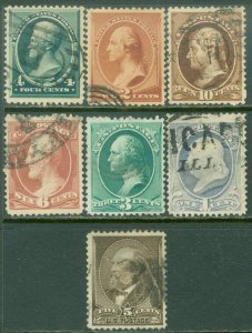 EDW1949SELL : USA 1882-83 Sc #205-11 F-VF, Used. Light cancels. Scarce. Cat $158