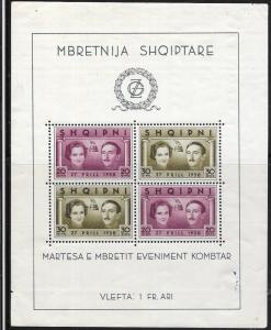 Albania  #289 Queen Geraldine & King Zog Souvenir sheet (MNH) CV $27.50