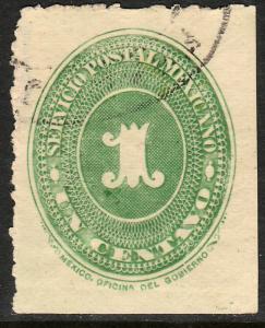 MEXICO 212, 1c LARGE NUMERAL WATERMARKED, USED. (129)