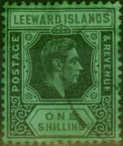 Leeward Islands 1942 1s Black & Grey-Emerald SG110bb Fine Used (2)