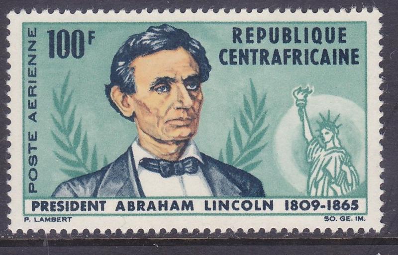 Central African Republic C28 MNH 1965 Centenary Abraham Lincoln Death Issue